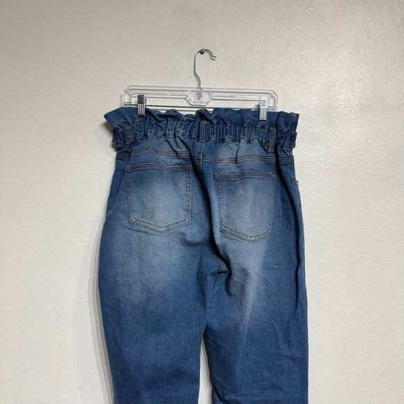 Almost Famous Blue Paperbag Jeans Sz L - Picture 7 of 9